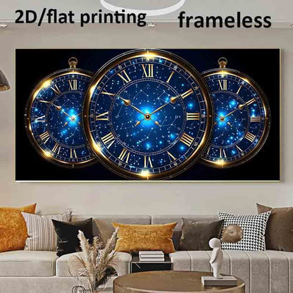 1pc Extra Large Modern Celestial Wall Art Poster - Timeless Constellations Canvas Print with Roman Numerals, Deep Blue & Golden Accents - Frameless Large Wall Decor for Living Room, Bedroom, Office - Easy Hanging Installation