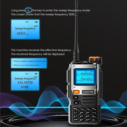 2pcs Alvit High Power 10W Two-Way Radio with 999 Channels, 6 Bands (65-108/108-136/136-174/220-260/260-390/390-520), DTMF, Wireless Copy, NOAA, Type-C Fast Charging, Battery, Outdoor Communication, Rugged Design, Durable Cons