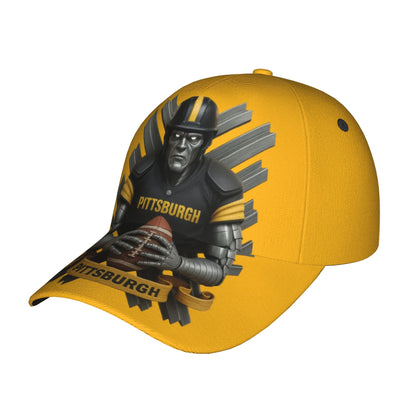 Pittsburgh Football Fan Hat | Adjustable Snaps, Breathable, Four-Season Comfort, Yellow, Woven, Hand Wash or Professional Dry Clean