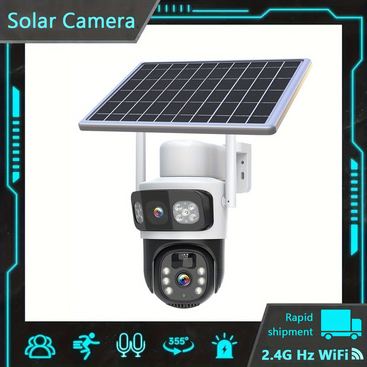 1pc 5MP Smart Solar CCTV, AI Home Monitor with Fall Alert & Emergency Call, Two-Way Talk, Night Vision, Cloud Service – Easy Setup for Bedroom, Bathroom, Living Room, Hall