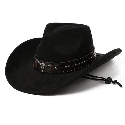 Unisex Western Cowboy Hat - Classic Suede-like Texture with Metal Studs & Cow Pattern, Lightweight Durable Braided Design, Feather-Free & Non-Washable, Elegant Wide Brim for Men & Women - Western-Themed Events, Rodeo, Casual