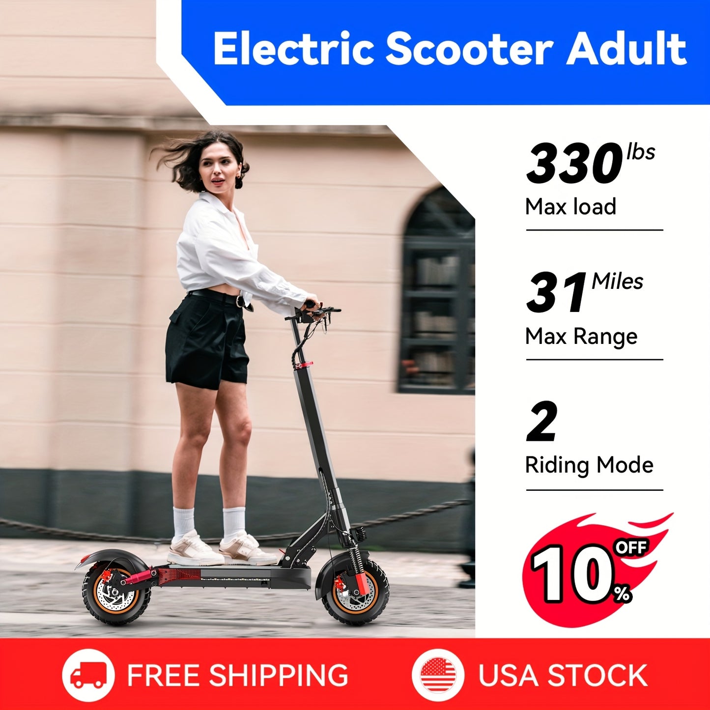 Aoniu M4 Electric Scooter for Adults with Seat Fast 25-30 Speed Off Road Heavy Duty 300 Lbs 10 Inch Foldable E Scooter Mobility Folding Bike for Men 30 to 40 Miles Long Range E Scooters