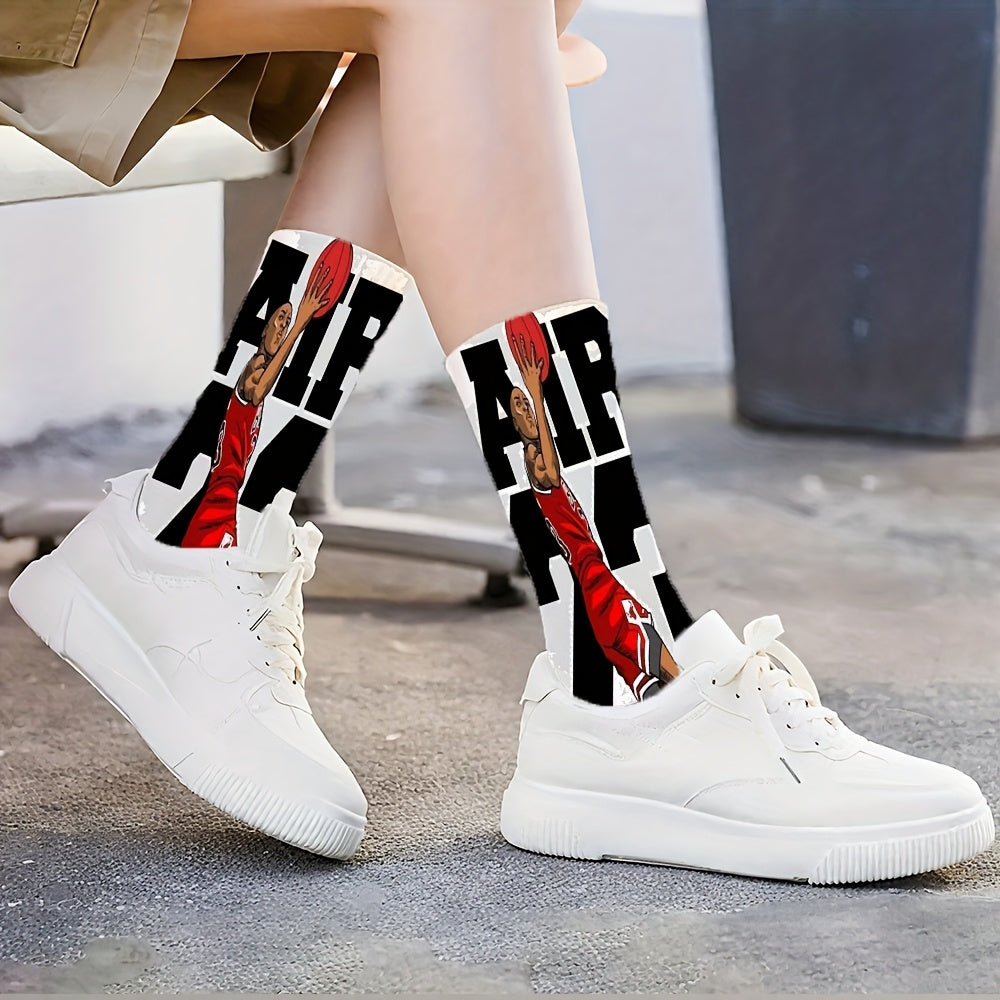 1pc 's 23 Iconic Jumpman Logo Socks - Breathable Stretchy Basketball Jersey Number 23 Design, Iconic Red/Black Colorblock for Fans, Gifts & Casual Attire (Limited Edition) - Hand Wash Only (Polyester/Spandex