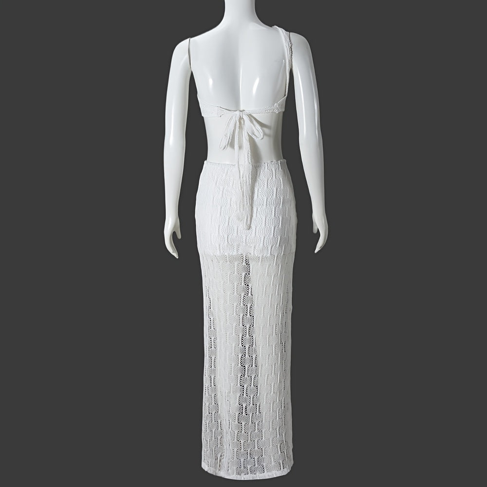 2025 New White One-Shoulder Cutout Dress - Waist-Baring Lace-Up High Split Maxi Dress | European American Luxury Vacation Date Elegant Formal Gown
