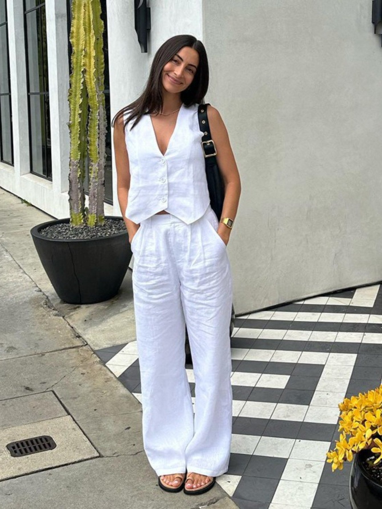 HERTALK2026 Women's Summer New and Sleeveless Vest, Waistcoat and Long Pants 2pcs Casual and Fashionable Set for Women