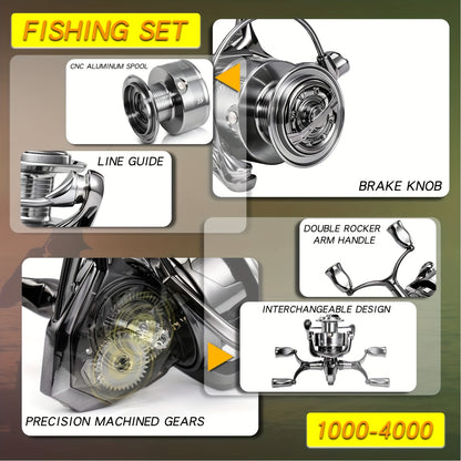 SOUGAYILANG Heavy-Duty Carbon Fiber Fishing Rod & Reel Combo with 5.0:1 Gear Ratio Spinning Wheel, Medium Power Fast-Retraction Line System, Complete Lure Kit (Hooks, Beads) - All-in-One Freshwater Bass Pike Trout Fishing for