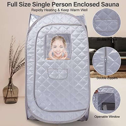 Smartmak Portable Sauna Tent | Foldable One Person Full Body Spa for Detox Therapy Without Steamer - Grey, Made of Polyethylene Terephthalate