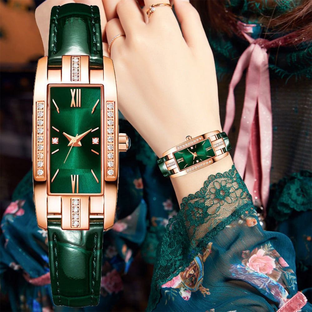 2/ 3pcs/ set Women Watch Set, PU Leather Simple Quartz Watch, Rectangle Fashion Dial, Gift for Women