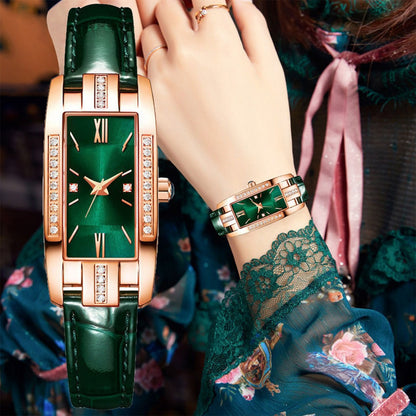 2/ 3pcs/ set Women Watch Set, PU Leather Simple Quartz Watch, Rectangle Fashion Dial, Gift for Women