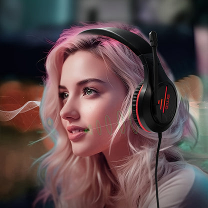 Colusi All-in-Ear Gaming Headset,50mm Stereo Gaming Headphones with Noise Canceling Microphone,LED Light,Pressure Reducing Headband,Over-Ear Earmuffs for Tablet/PS4/PS5/PC/Xbox One/Switch, Headset Gaming, Gaming Headphones, G