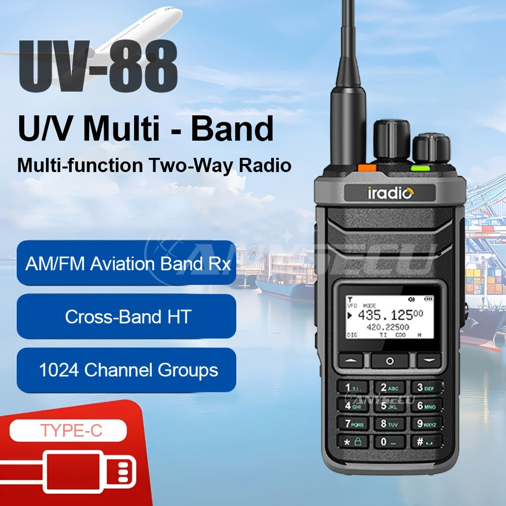 UV-88:U/V Multi -BandMulti-function Two-Way Radio, AM/FM Aviation Band Rx, Cross-Band HT, 1024 Channel Groups, Pressure Resistant
