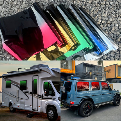 RV Dual tone Gradient Thermal Insulation Film - Explosion proof, Color Contrasting Car Solar Sunshade - Suitable and Easy to Install PET Material Accessories Window Sticker Kit Window Film Suitable for RV RV Glass and Home Wi