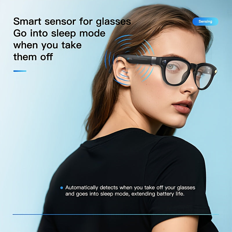 AI Smart Glasses with Camera - Wireless Wireless Smart Glasses, 4K Video Recording, Built-in Mic, AI Translation, Music Playback, Wireless Calls, App Control, Compatible with Smartphone/Tablet/App - for Content Creation, Gami