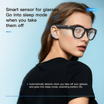 AI Smart Glasses with Camera - Wireless Wireless Smart Glasses, 4K Video Recording, Built-in Mic, AI Translation, Music Playback, Wireless Calls, App Control, Compatible with Smartphone/Tablet/App - for Content Creation, Gami