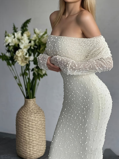 Women's Sexy Strapless Dress Temperament Long Lace Senior Elegant Gowns Dresses
