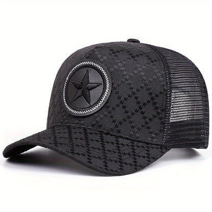 2025 New Men'S Outdoor Sports Baseball Cap - Flat Top Hip Hop Hat with Cool Bill, Breathable Mesh Back, & Design, Durable Polyester/Nylon Blend