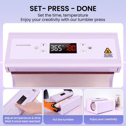 Auto Tumbler Heat Press Machine 30oz Mug Press Automatic Rotation Full Print, Temp & Time Setting, Cup Transfer Machine for 11-30oz Ceramic, Glass, with Sublimation Papers, Heat Tape & Gloves