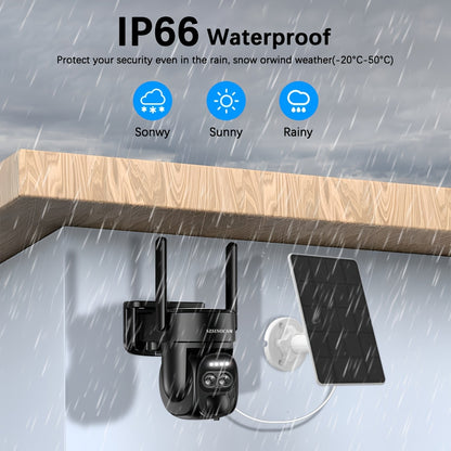 Solar-Powered PTZ Security Camera with 8x Zoom Dual Lens, 360° Auto Tracking, Human Detection, Two-Way Talk, Wireless WiFi, PoE Camera, Solar Panel, Outdoor Surveillance System for Home/Office/Business - Continuous Recording