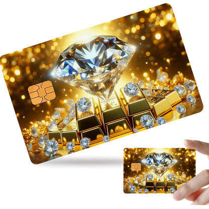 1pc of 4 sheets " and Golden Bar" fun credit card ultra-thin vinyl Light Beige stickers, suitable for credit cards, debit cards, transit cards, key cards. bank card protection with ultra-thin, High Quality, scratch-resistant,