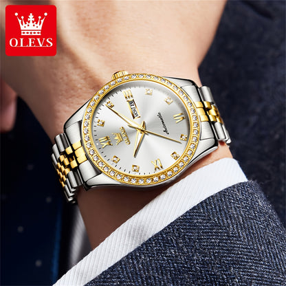 OLEVS New Casual Fashion Stainless Steel Automatic Mechanical Watches for Men Top Brand Luxury Original Business Men's Wrist Watches Classic High Quality Best Selling Men's Watches, Automatic Watches For Men, Automatic Watche