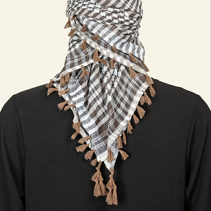 [Two piece set ]Arabic square scarf hanging on all sides with contrasting colors, Arab headscarf jacquard scarf, formal casual robe, clothing headscarf set, perfect gift for men during Ramadan, a choice for holiday gifts
