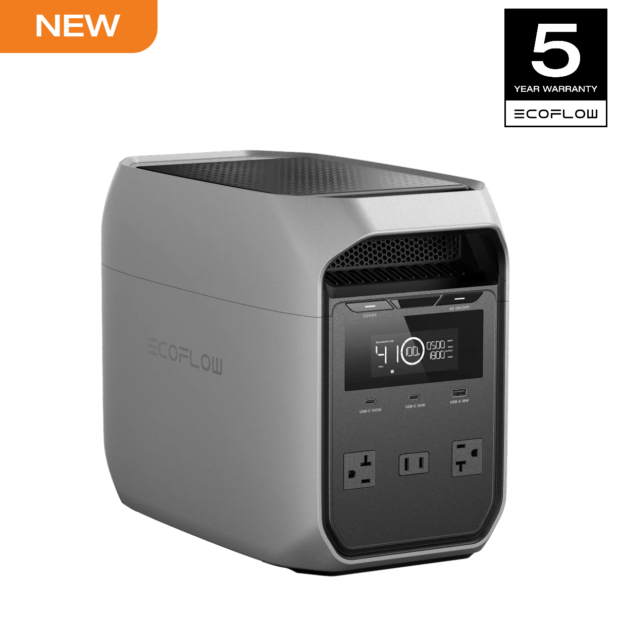 EcoFlow Portable Power Station DELTA 3 Classical (160W Solar Panel SKU Optional), 1024Wh LiFePO4 Battery, 1800W AC Output with X-Boost technology, 1 Hr Fast Charge, Solar Power Bank For Home or Outdoors Use