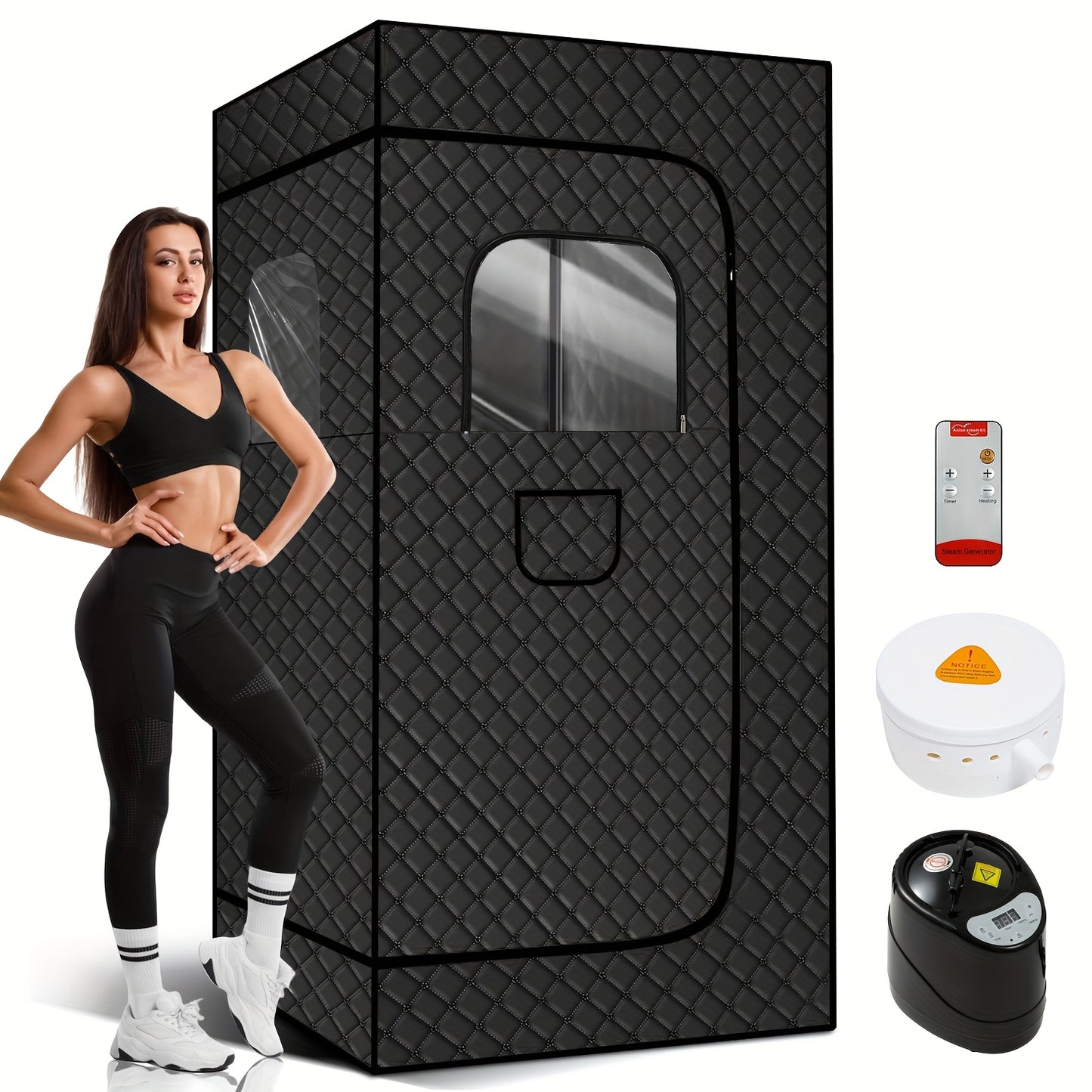 Portable Sauna Tent with Dual Windows for Home Use, Featuring a Full-Body Steam Spa Box, a 101.44oz 110V 1200W Steamer, And a Remote Control (Batteries Not Included), But Does Not Come with a Folding Chair