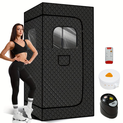 Portable Sauna Tent with Dual Windows for Home Use, Featuring a Full-Body Steam Spa Box, a 101.44oz 110V 1200W Steamer, And a Remote Control (Batteries Not Included), But Does Not Come with a Folding Chair