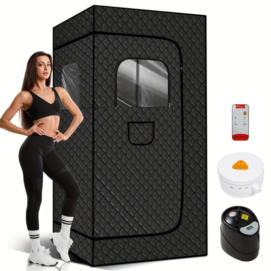 Portable Sauna Tent with Dual Windows for Home Use, Featuring a Full-Body Steam Spa Box, a 101.44oz 110V 1200W Steamer, And a Remote Control (Batteries Not Included), But Does Not Come with a Folding Chair