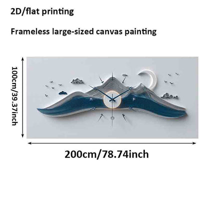 1pc Extra Large Modern Minimalist Ocean Wave Clock Canvas Poster - Frameless Wall Art Print, Large Modern Decor for Living Room, Bedroom, Clock Wall Decor, Extra Large Wall Clock, Living Room Wall Pictures, Wall Pictures, Liv