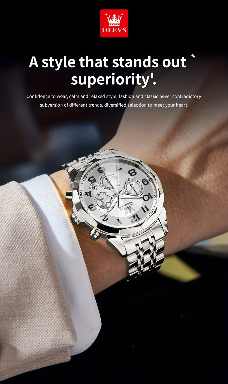 OLEVS Watches For Men Analog Quartz Dress Business Watch Day Date Stainless Steel Classic Casual Luxury Luminous Male Wrist Watches Golden/black/blue/white