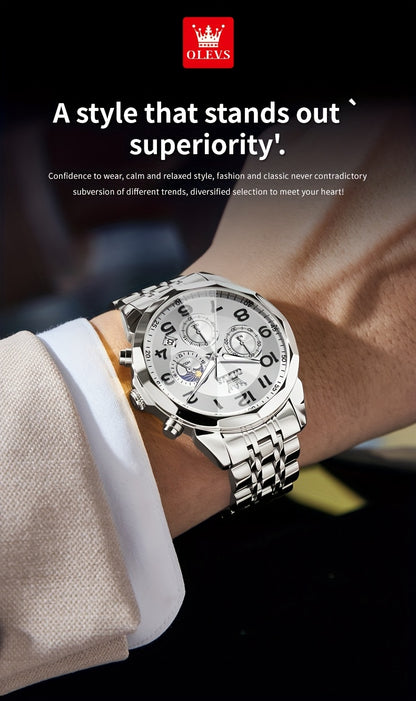 OLEVS Watches For Men Analog Quartz Dress Business Watch Day Date Stainless Steel Classic Casual Luxury Luminous Male Wrist Watches Golden/black/blue/white