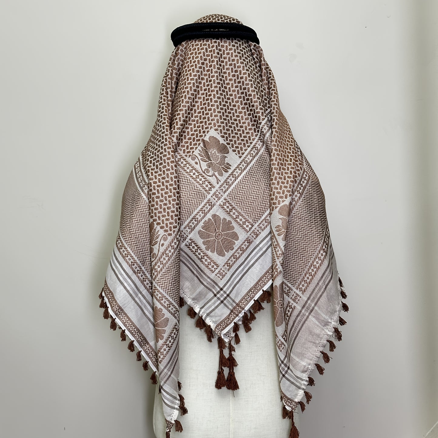 1pc Elegant Jacquard Headscarf & Square Scarf - Soft Breathable All-Season Muslim Headwear, Unisex for Men & Women - Wedding, Everyday, Formal Events Accessory - Luxury Fabric, Hijab Scarf, Decorative Tassels, Luxurious Comfo