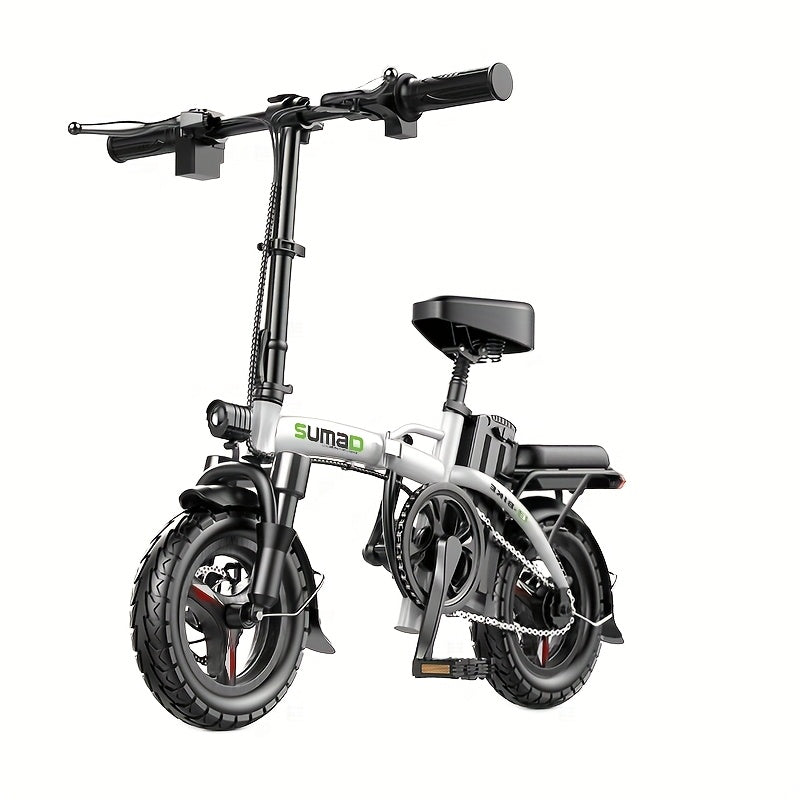740W Electric Bike, 45 Miles Of Range, 14-inch Folding Electric Bike, Suitable for Teenagers And Adults, 20 Miles Of Speed, Removable Battery, Double Disc Brakes, Front And Rear Suspension, Suitable for Urban Travel, Shopping