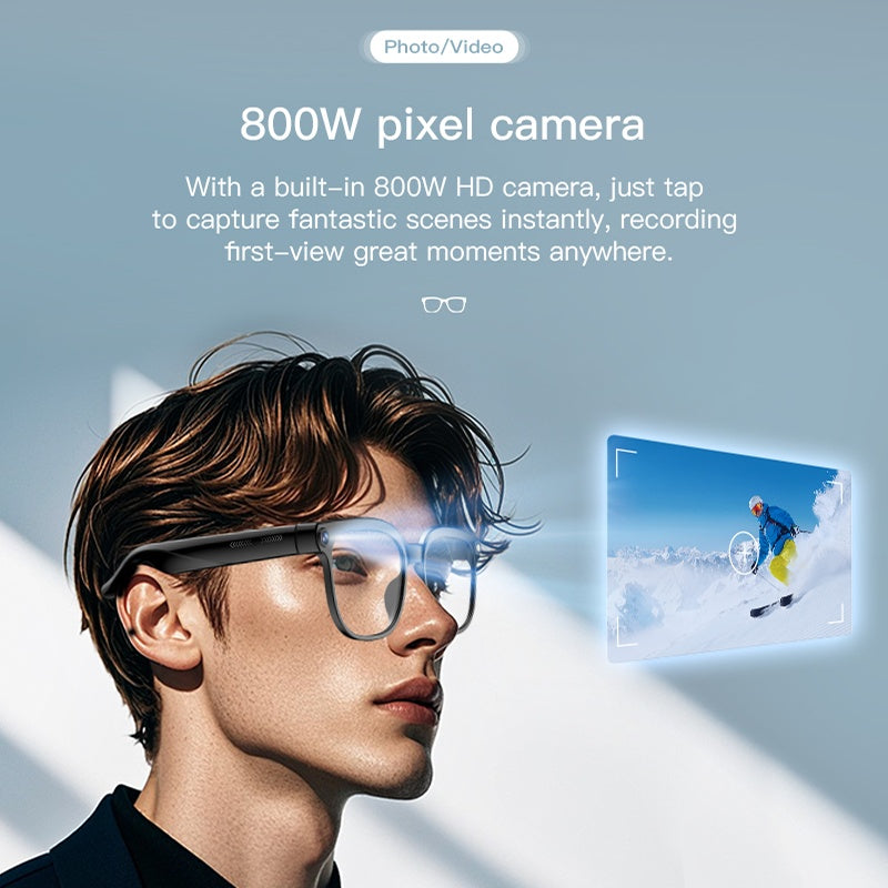 New Release AI Smart Glasses with 8MP HD Camera & 1080P Video Recording, Built-in AI Voice Assistant, Wireless Wireless Smart Glasses for translation (164 Languages), Compatible with iPhone/iOS & Android, ic, Unisex for Men/W