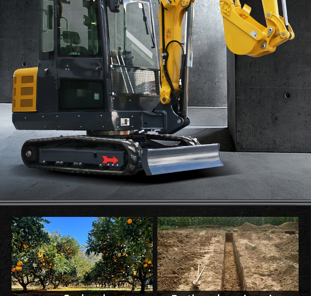 Heavy-Duty 3.5 Ton Mini Excavator with 25 HP Kubota Diesel Engine - Hydraulic Crawler Digger, Pilot Controls, Telescopic Boom & Side Swing, Air Conditioned Cab, Thumb Clamp - Professional Construction, Farm, Landscaping, Digg