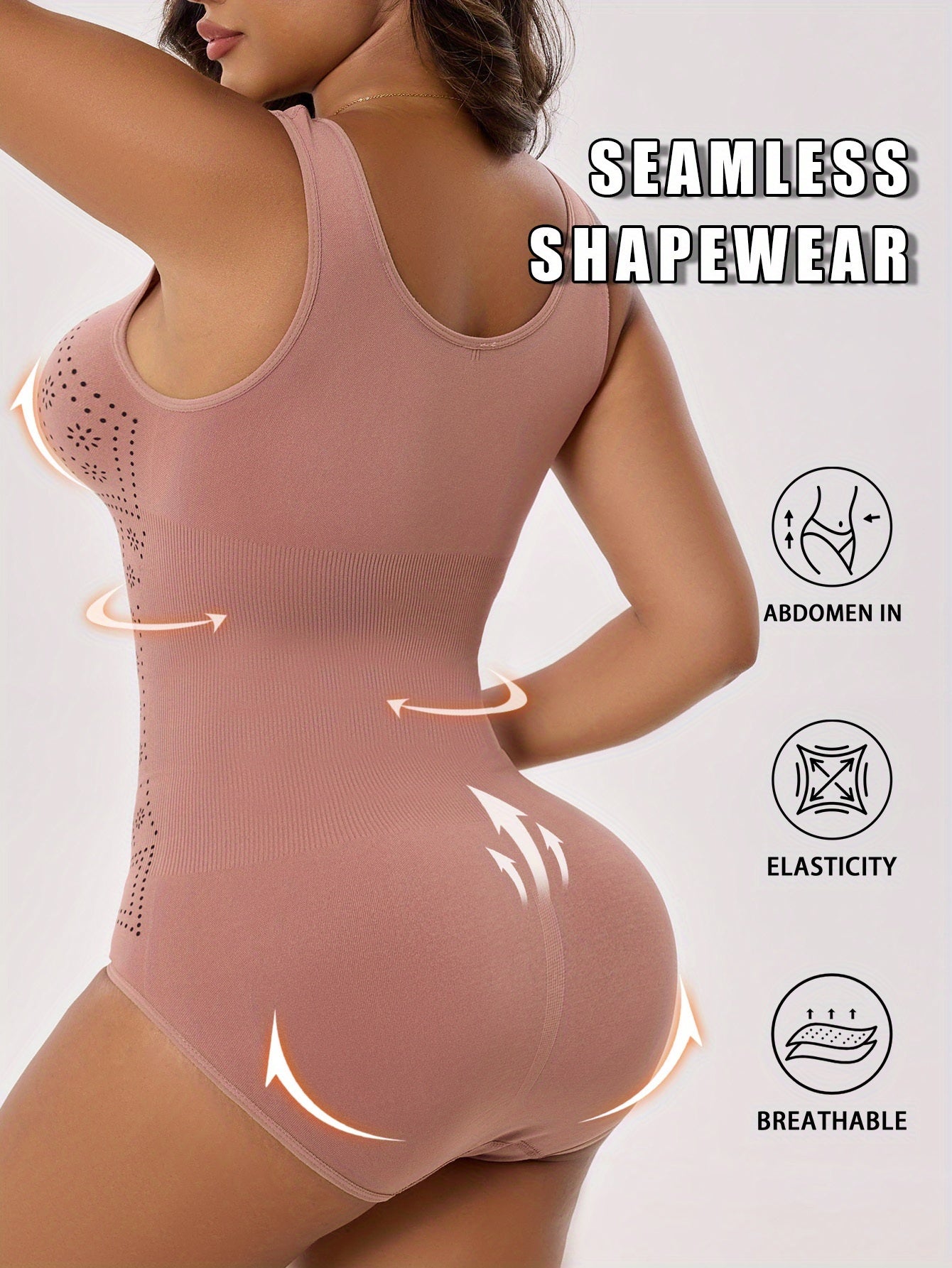 1pc CELILIN Women's Full-Coverage Tummy Control Bodysuit - Seamless Compression Shaping Suit with Bust & Abdominal Shaping, Postpartum Wear, Solid Color Full-Body Shaper (Hand Wash/Dry)