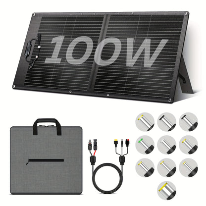 10pcs Adapter 100W/200W Solar Panel|1600W 1024Wh Power Station, LiFePO4 Battery UPS, Supports Series/parallel Connection, Widely Used In Solar Home Systems, 110V AC Socket And Multi-output LED Light, Suitable for Family Campi