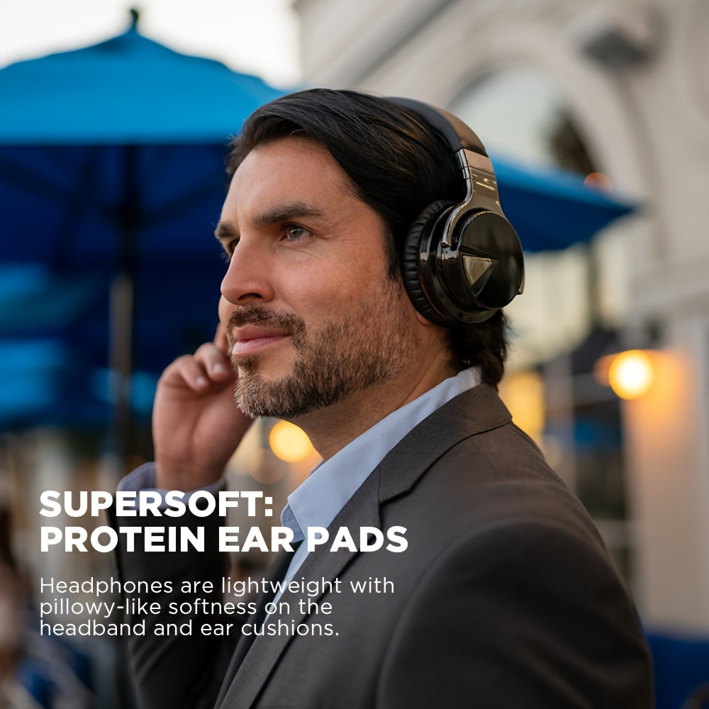 Wireless Noise-Canceling Headphones with Built-in Mic, Deep Bass, Comfortable Protein Ear Cushions, 30-Hour Playtime, Wireless 5.2, Over-Ear Design, Black, Wireless Headphones