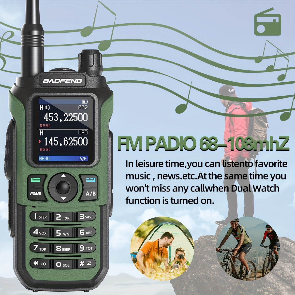 BaoFeng UV-21R Ham Radio Handheld Two-Way Radio - Long Range UHF/VHF Dual Band Walkie Talkie with Type-C Charging, 999 Channels, NOAA Weather Alerts, USB/Battery Powered, Compatible with UV-5R - for Camping, Construction, Eve