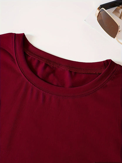 Mom Grandma Print Crew Neck T-shirt, Casual Short Sleeve Top For Spring & Summer, Women's Clothing