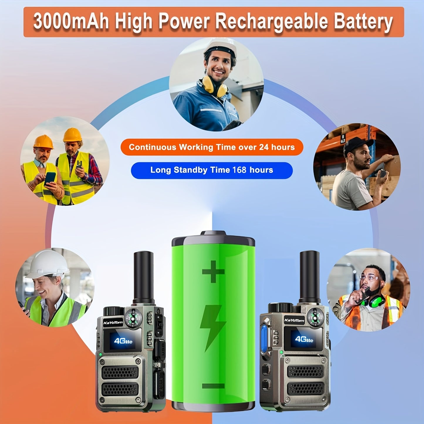 2 Global Walkie-Talkies with Unlimited Range Communication 5000 Kilometers Long-Distance Radio. Three-color Lights Can Be Switched. Compass-style Handheld. PoC Rechargeable. Multi-functional Two-way Communication with High-qu
