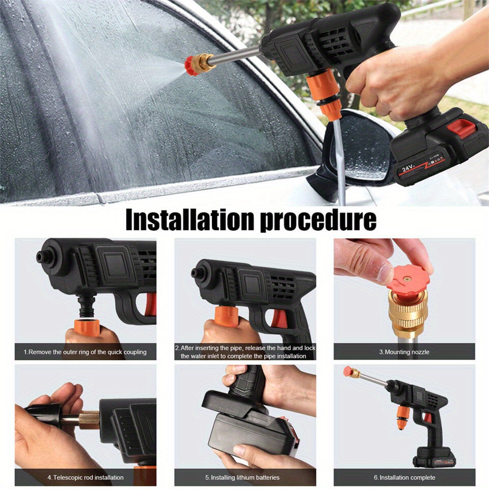 300W 30Bar Cordless High Pressure Car Washer Spray Water Gun Foam Generator Car Washing Machine for Home