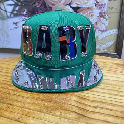 Punk Style Men'S Baseball Cap, 100% Polyester Lightweight Flat Brim Hat with Alphabet Pattern and Embellishments, Non-Stretch Fabric