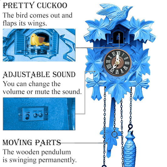 Quartz Cuckoo Clock Traditional Style Cuckoo Clock with Pendulum and Night Mode, Family Gift