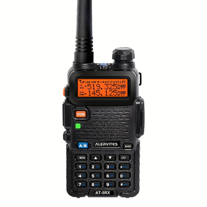 2-Pack ALERVITES Multi-Band Ham Radio Handheld - Remote Walkie-Talkies with AT-5RX Upgrade Technology, Portable Two-Way Radios for Adults, Camping, Hiking, Travel, Frequency Copy, Airband Compatible, USB Rechargeable, Black,