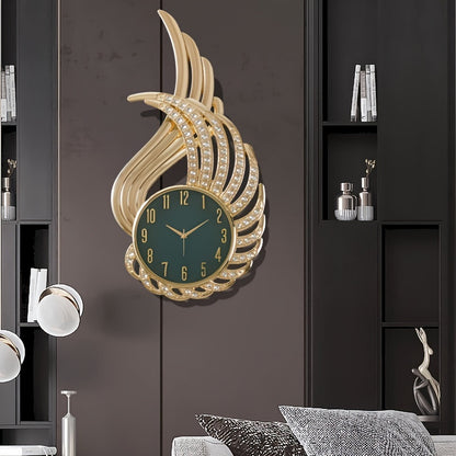 Creative Design Simple Living Room and Dining Room Wall Clock with Angel Wings and Diamond Inlay, High-end Office and Hotel Hanging Clock, Large Size Bedroom Hanging Decoration Clock