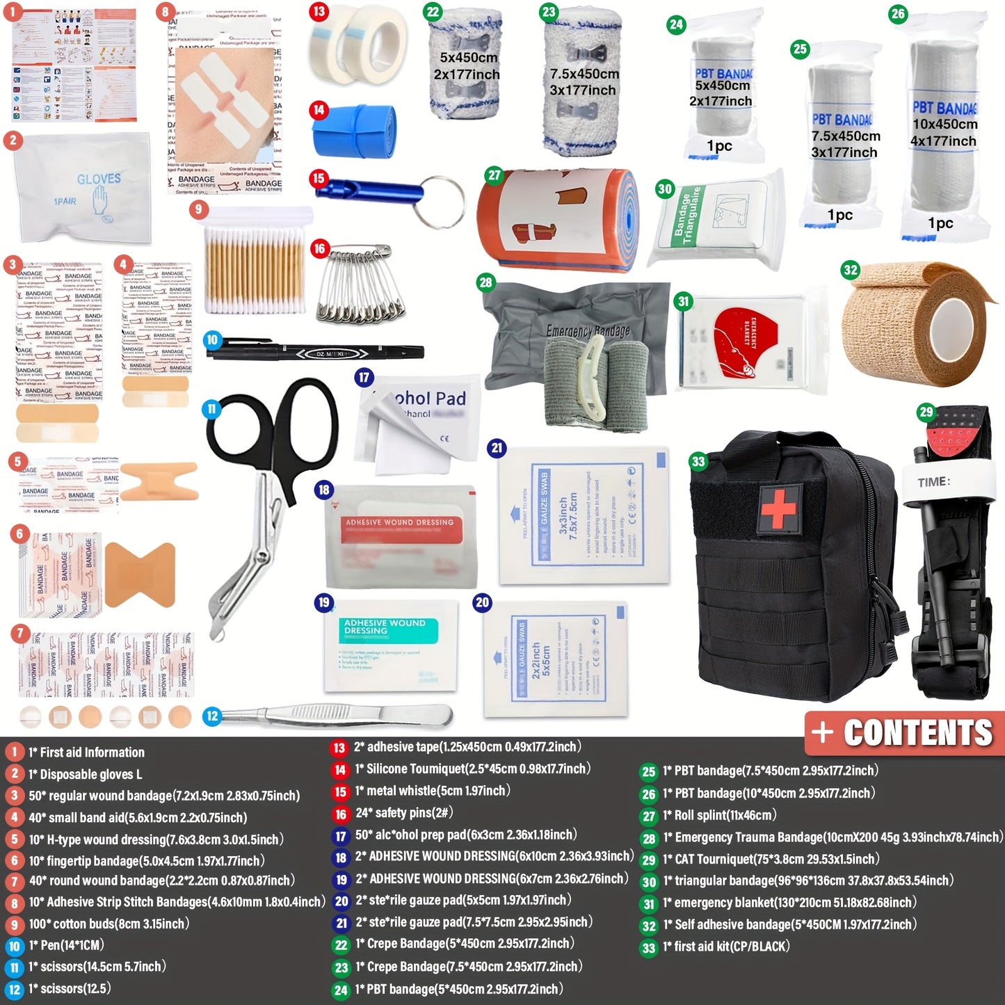 363pcs Portable First Aid Kits, Essential First Aid Kits for Emergencies, Suitable for Families, Cars, Camping, And Hiking, Best for Christmas, Perfect for Thanksgiving, Without Battery