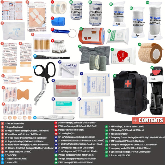 363pcs Portable First Aid Kits, Essential First Aid Kits for Emergencies, Suitable for Families, Cars, Camping, And Hiking, Best for Christmas, Perfect for Thanksgiving, Without Battery