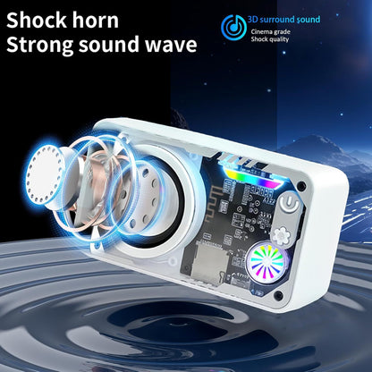 New Transparent LED Mini Machine Wind Speaker, RGB Seven Color Light Effect Speaker, 5W Portable Small Bluetooth Speaker Shock Sound Super Long Standby Support TF Card, Bluetooth Connection Function, Creative Gifts, Holiday G
